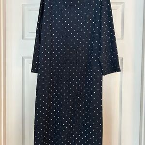 J. Jill Navy Long Sleeve Polka Dot Dress